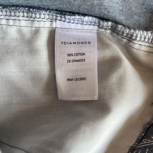 7 Diamonds Mens Size 38 X 22 Performance Shorts Tropical Flat Front Hidden Fly - Picture 7 of 16